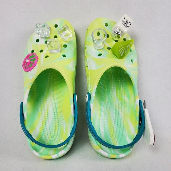 Crocs Margaritaville Clogs M10 / W12 Green Yellow Jibbitz Jimmy Buffett Slip On - Picture 12 of 14